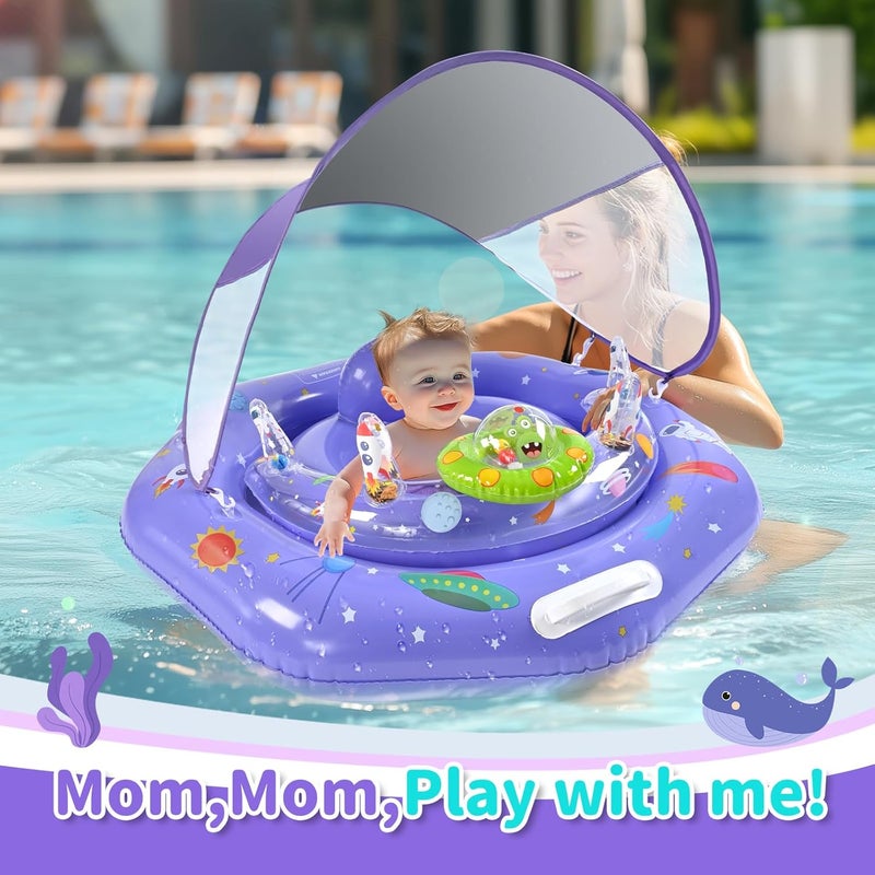 GEEQUFLOAT Baby Pool Float with Canopy,Interactive Toy Play Console & Adjustable Safety Seat | Infant Pool Float with Handle | Baby Float with Canopy Removable UPF50+ Sun Protection for Pool, Lake & Beach - Image 4